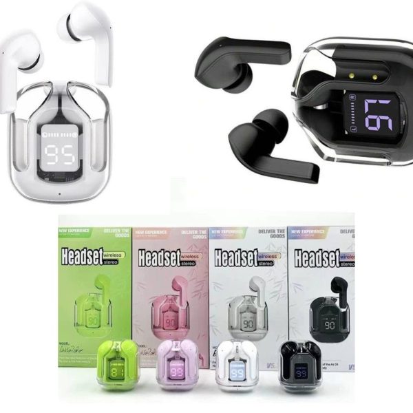 Air31 Earbuds Wireless Crystal Transparent Body | Air 31 Bluetooth Ear Bud With Pouch NationalBazaar