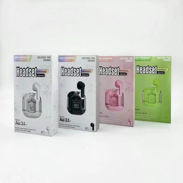 Air31 Earbuds Wireless Crystal Transparent Body | Air 31 Bluetooth Ear Bud With Pouch NationalBazaar