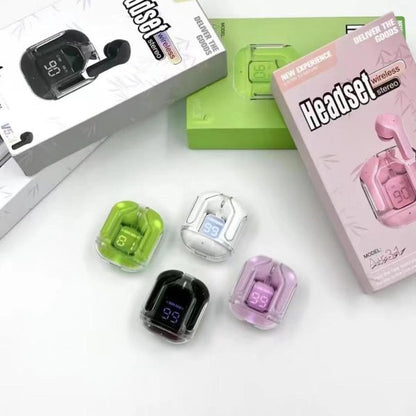 Air31 Earbuds Wireless Crystal Transparent Body | Air 31 Bluetooth Ear Bud With Pouch NationalBazaar