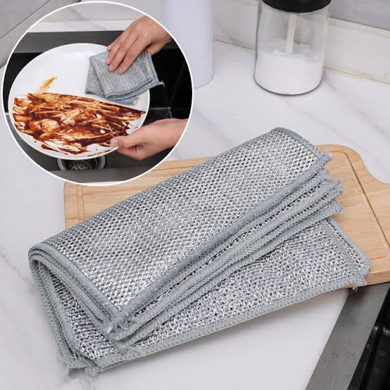 Pack of 4 Dish Washing Cleaning Cloth | Wire Dish Washing Rugs For Wet And Dry, Metal Wire Dish Towels For Kitchen, Dishes NationalBazaar