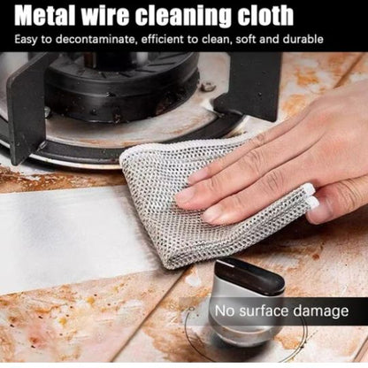 Pack of 4 Dish Washing Cleaning Cloth | Wire Dish Washing Rugs For Wet And Dry, Metal Wire Dish Towels For Kitchen, Dishes NationalBazaar