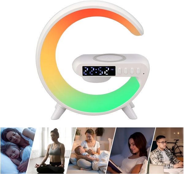 G63 – G Lamp Multi-functional Led Clock Display Speaker | G 63 Wireless Charging Bluetooth Speaker Atmosphere Night Lamp With Alarm Clock NationalBazaar