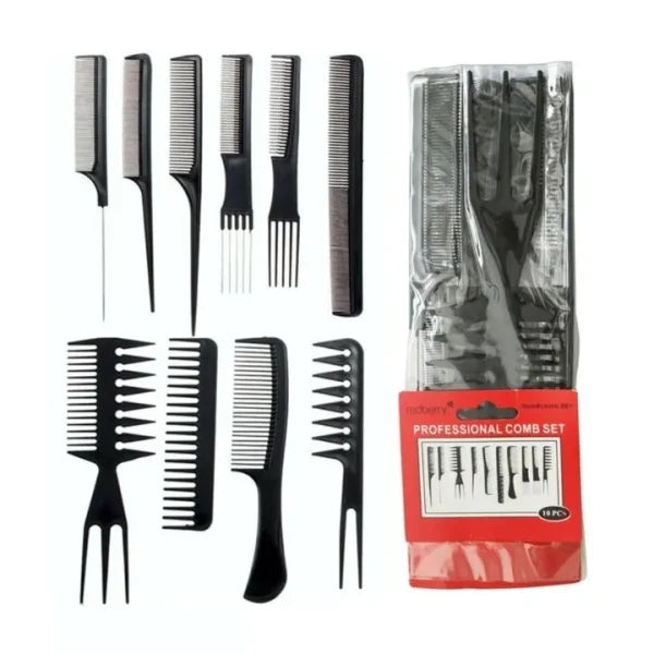 Hair Comb Set Professional Saloon – Pack Of 10 Tail Comb Kit Hair Cutting Comb Set NationalBazaar