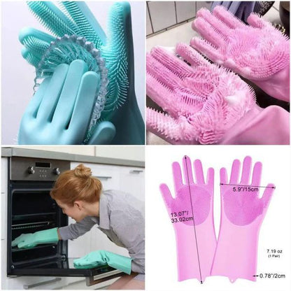 Pair Of Silicone Washing Full Finger Gloves For Home & Kitchen NationalBazaar