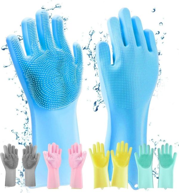 Pair Of Silicone Washing Full Finger Gloves For Home & Kitchen NationalBazaar