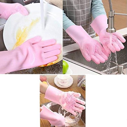 Pair Of Silicone Washing Full Finger Gloves For Home & Kitchen NationalBazaar